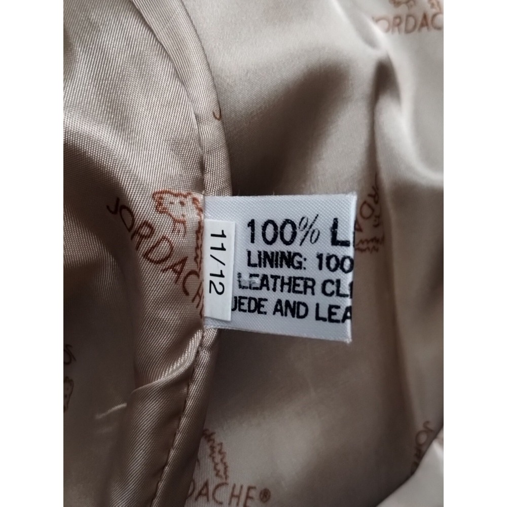 VINTAGE Jordache Women Jacket Size 12 Brown Leather Shell Open Front READ - Picture 4 of 6